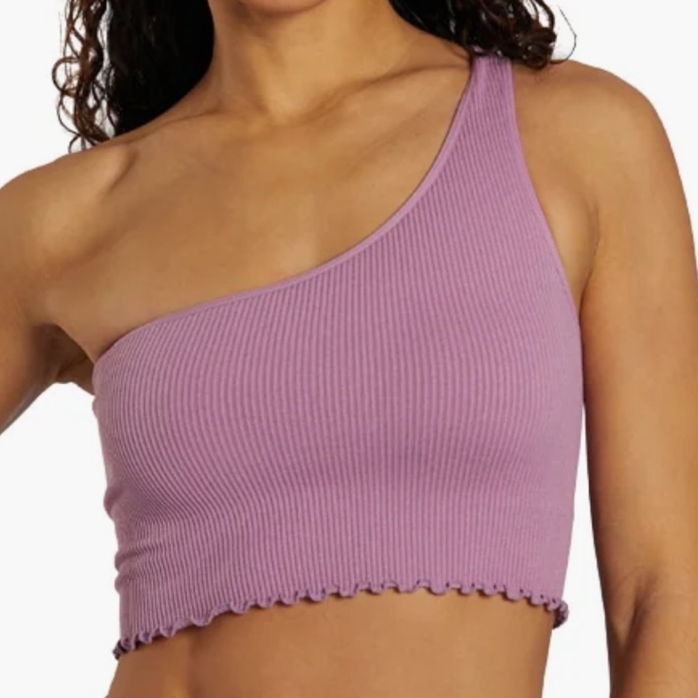 NWT Spiritual Gangster Luna Purple Asymmetrical Crop Top Seamless Rib Size XS/S